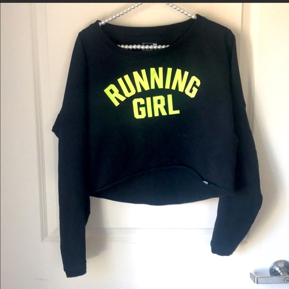 adidas Tops - Rare! Adidas Runner Girl Crop Top Sweatshirt black size small like new!
